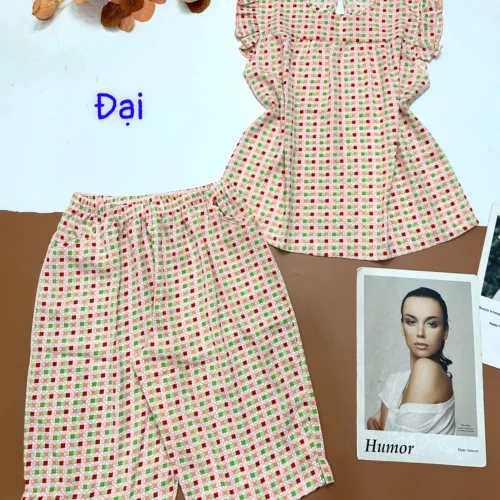 Đồ bộ mặc nhà vải kate quần lửng áo sát nách bèo form đại
