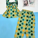 Đồ bộ mango áo dây bèo quần dài chấm bi