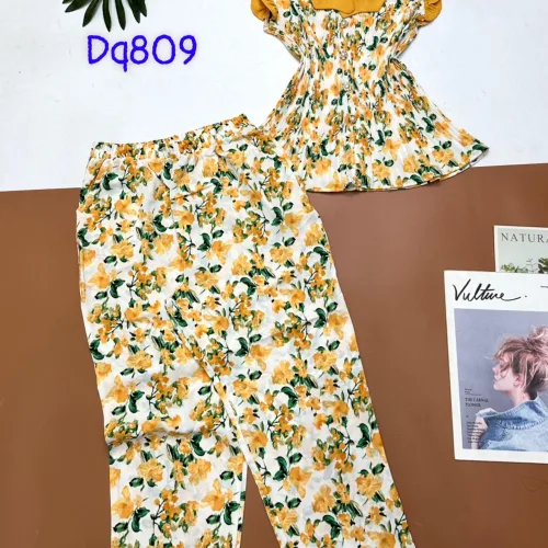 Đồ bộ mango áo sát nách bèo cổ kiểu in bông