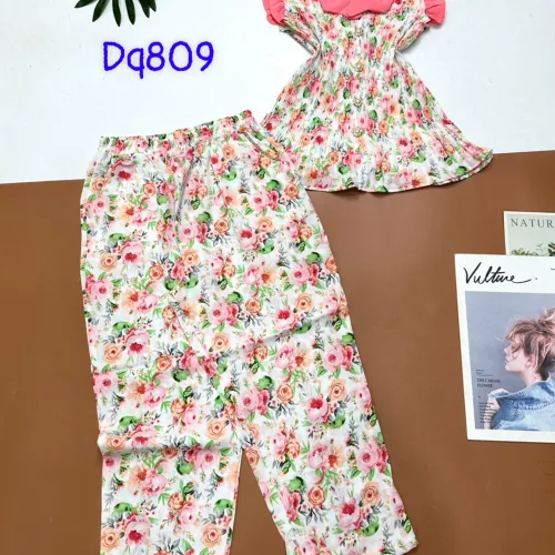 Đồ bộ mango áo sát nách bèo cổ kiểu in bông