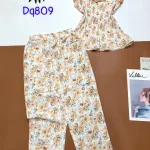 Đồ bộ mango áo sát nách bèo cổ kiểu in bông