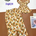 Đồ bộ mango áo sát nách bèo cổ kiểu in bông