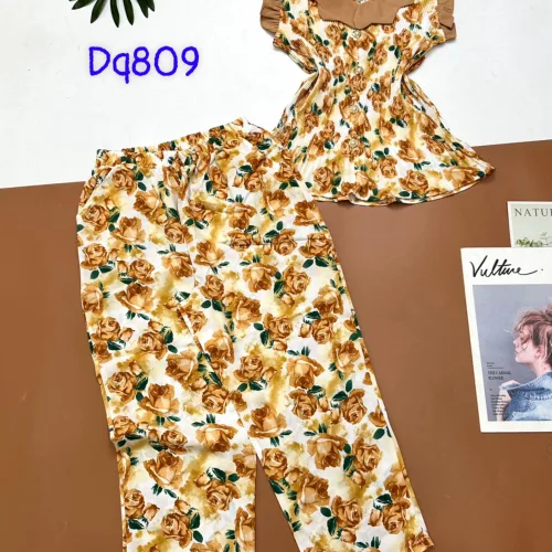 Đồ bộ mango áo sát nách bèo cổ kiểu in bông