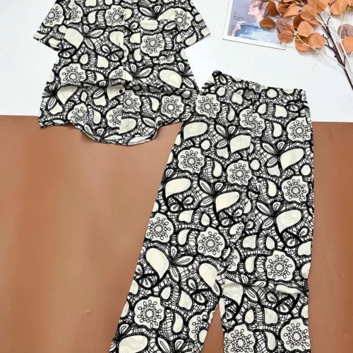 Đồ bộ mango áo tay sơ mi tay ngắn quần dài nhiều hoạ tiết