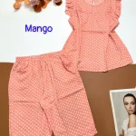 Đồ bộ mango chấm bi quần lửng áo sát nách viền bèo