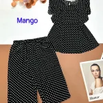Đồ bộ mango chấm bi quần lửng áo sát nách viền bèo