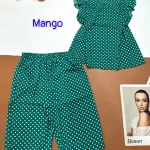Đồ bộ mango chấm bi quần lửng áo sát nách viền bèo