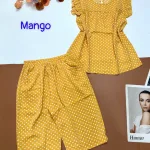 Đồ bộ mango chấm bi quần lửng áo sát nách viền bèo