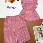 Đồ bộ mango chấm bi quần lửng áo sát nách viền bèo