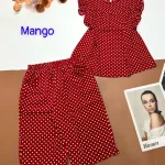 Đồ bộ mango chấm bi quần lửng áo sát nách viền bèo