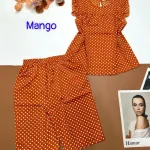 Đồ bộ mango chấm bi quần lửng áo sát nách viền bèo
