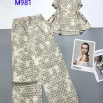 Đồ bộ mango mặc nhà quần dài áo sát nách in hoạ tiết