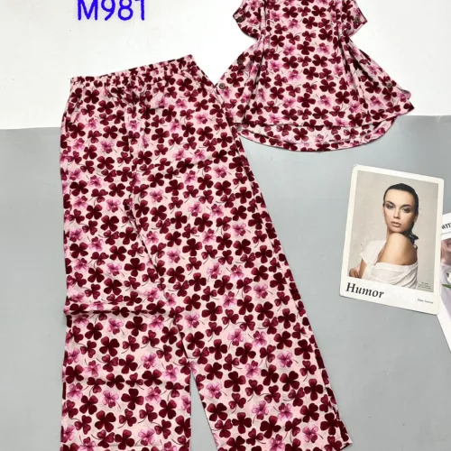 Đồ bộ mango mặc nhà quần dài áo sát nách in hoạ tiết