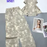 Đồ bộ mango mặc nhà quần dài áo sát nách in hoạ tiết