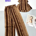Đồ bộ mango mặc nhà quần dài áo sát nách in hoạ tiết