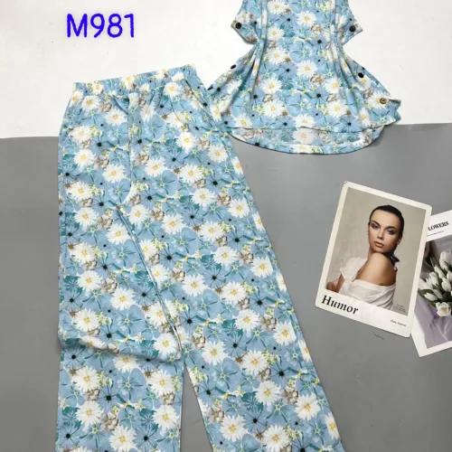 Đồ bộ mango mặc nhà quần dài áo sát nách in hoạ tiết