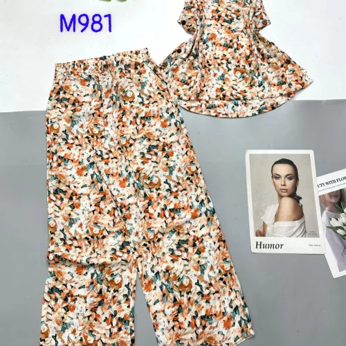 Đồ bộ mango mặc nhà quần dài áo sát nách in hoạ tiết