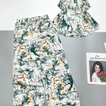 Đồ bộ mango mặc nhà quần dài áo sát nách  in nhiều hoạ tiết