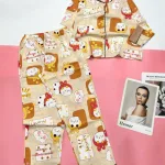 Đồ bộ mango mặc nhà quần dài áo tay dài in nhiều hoạ tiết