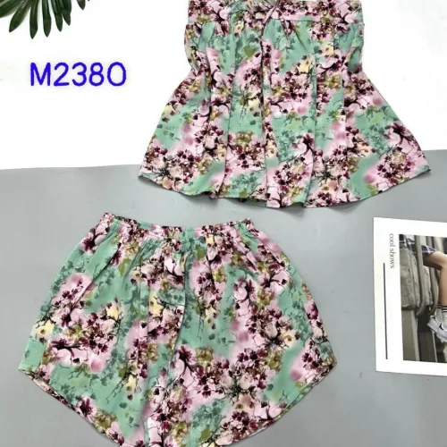 Đồ bộ mango mặc nhà quần đùi áo hai dây siêu mát in bông