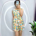 Đồ bộ mango mặc nhà quần đùi áo sát nách in hoa tiết