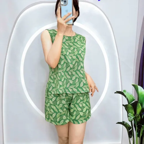 Đồ bộ mango mặc nhà quần đùi áo sát nách nhiều hoạ tiết