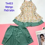 Đồ bộ  mango phối latin quần đùi trơn áo yếm 2 dây 2 tầng