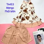 Đồ bộ  mango phối latin quần đùi trơn áo yếm 2 dây 2 tầng