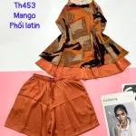 Đồ bộ  mango phối latin quần đùi trơn áo yếm 2 dây 2 tầng
