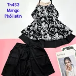 Đồ bộ  mango phối latin quần đùi trơn áo yếm 2 dây 2 tầng
