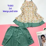 Đồ bộ  mango phối latin quần đùi trơn áo yếm 2 dây form lớn