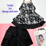 Đồ bộ  mango phối latin quần đùi trơn áo yếm 2 dây form lớn