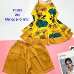 Đồ bộ  mango phối latin quần đùi trơn áo yếm 2 dây form lớn