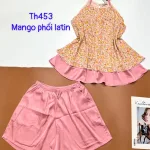 Đồ bộ  mango phối latin quần đùi trơn áo yếm 2 dây nhiều hoạ tiết