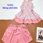 Đồ bộ  mango phối latin quần đùi trơn áo yếm 2 dây nhiều hoạ tiết