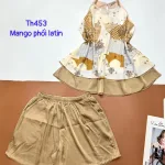 Đồ bộ  mango phối latin quần đùi trơn áo yếm 2 dây nhiều hoạ tiết