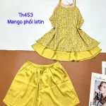 Đồ bộ  mango phối latin quần đùi trơn áo yếm 2 dây nhiều hoạ tiết