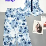Đồ bộ mango quần dài áo sách nách viền nút áo