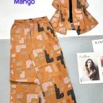 Đồ bộ mango quần dài áo sách nách viền nút áo
