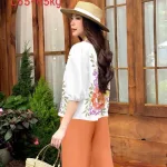 Đồ bộ mango quần dài áo tay phồng nhiều hoa đẹp