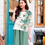 Đồ bộ mango quần dài áo tay phồng nhiều hoa đẹp