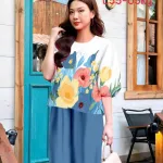 Đồ bộ mango quần dài áo tay phồng nhiều hoa đẹp