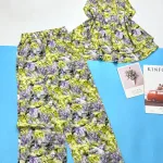 Đồ bộ mango quần dài áo yếm cổ tròn hai tầng in nhiều hoạ tiết