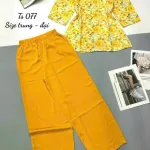 Đồ bộ  mango quần dài trơn áo tay dài có nút in có 2 size