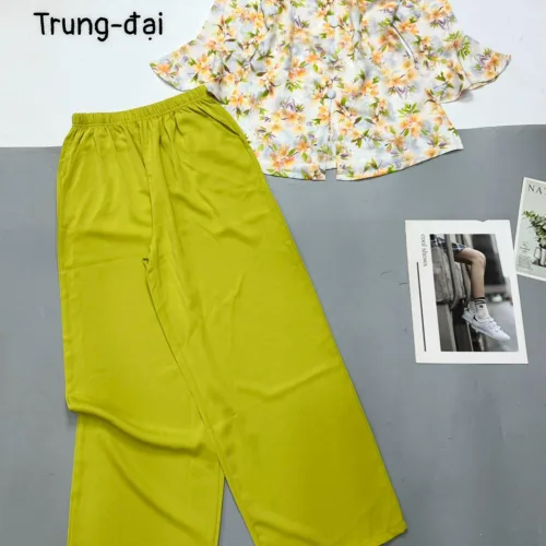 Đồ bộ  mango quần dài trơn áo tay dài có nút in nhiều hoa đẹp