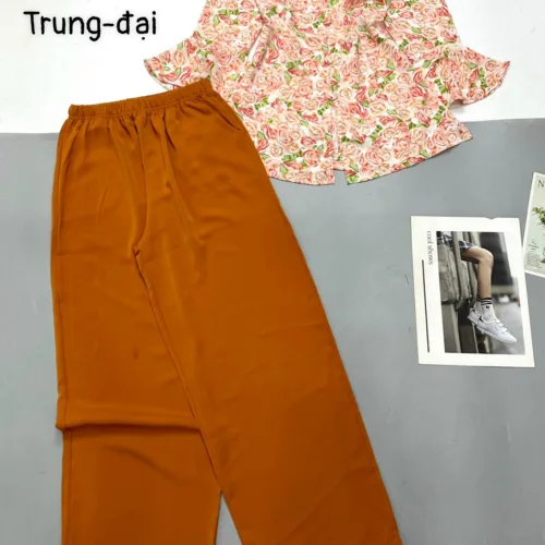 Đồ bộ  mango quần dài trơn áo tay dài có nút in nhiều hoa đẹp
