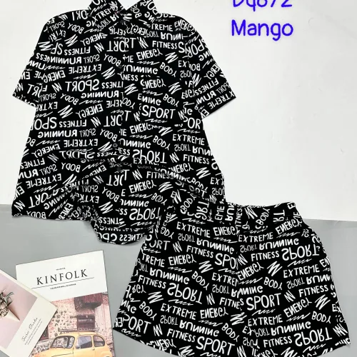 Đồ bộ mango quần đùi áo sơ mi in nhiều hoạ tiết