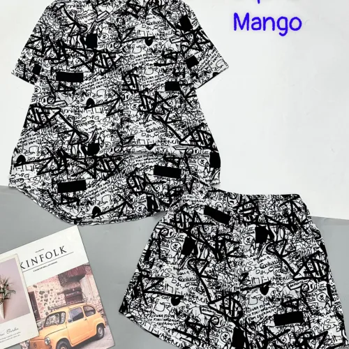 Đồ bộ mango quần đùi áo sơ mi in nhiều hoạ tiết