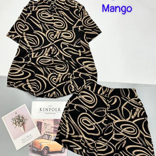 Đồ bộ mango quần đùi áo sơ mi in nhiều hoạ tiết