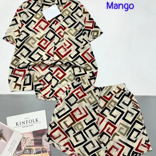 Đồ bộ mango quần đùi áo sơ mi in nhiều hoạ tiết